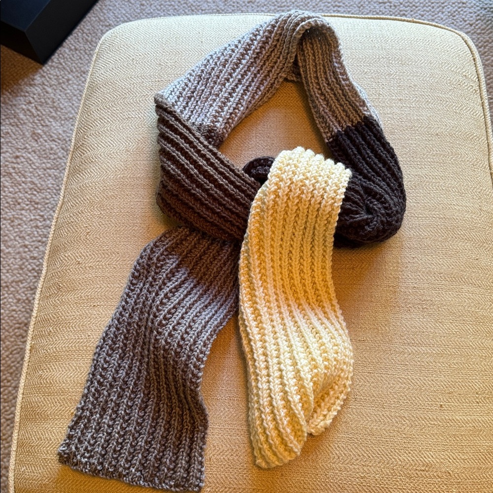 Multicolor Hand Knit Ribbed Scarf - Picture 4 of 7